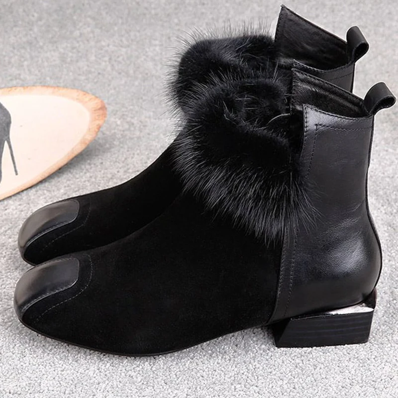 2019 г. Женские ботинки замшевые зимние Осень-зима женские ботильоны на квадратном