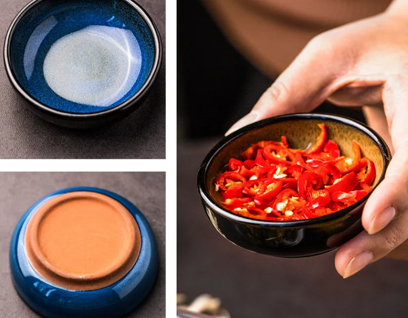 

2PCS Ceramic Butter Seasoning Sauce Dish Sushi Plate Home Hot Pot Dipping Dish Vinegar Soy Dish Bowl Children's Rice Bowl LA162