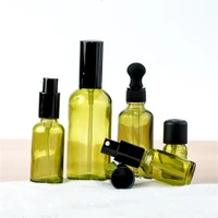 510153050100ml empty bottles refillable perfume spray bottle lotion skincare containers green glass pump bottle dropper