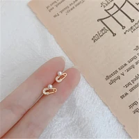 personality exaggeration paper clip pin earrings fashion simple gold plated pearl lady stud earrings fashion women party jewelry