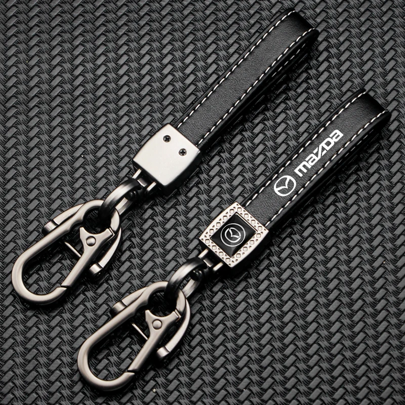 Кожаный брелок для автомобиля металлический с подвеской в подарок Mazda 3 6 Atenza Axela