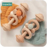 bopoobo baby toys 2pcset baby rattle leaf pacifier chain holder beech wood foer nipples crib mobiles stroller accessories