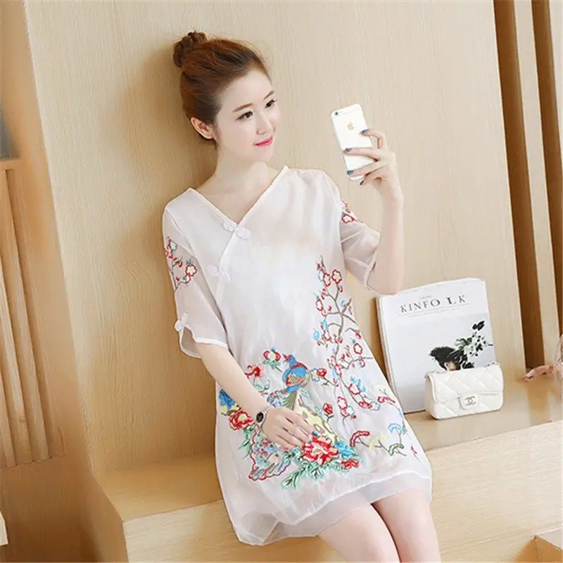 

Ethnic style women's 2021 spring and summer new short-sleeved girl retro fashion printed temperament casual dress