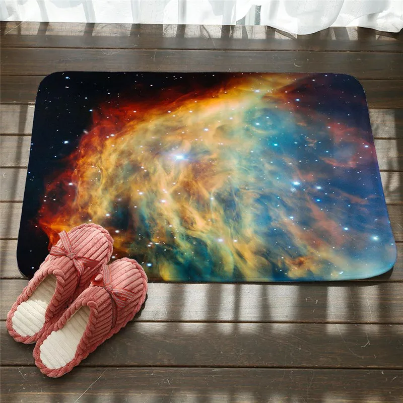Cosmic Outer Space Stars Starry Sky Felt Rubber Bath Mats Carpet Rug Doormat Living Room Non-slip Kitchen 3D Floor Mat | Дом и сад