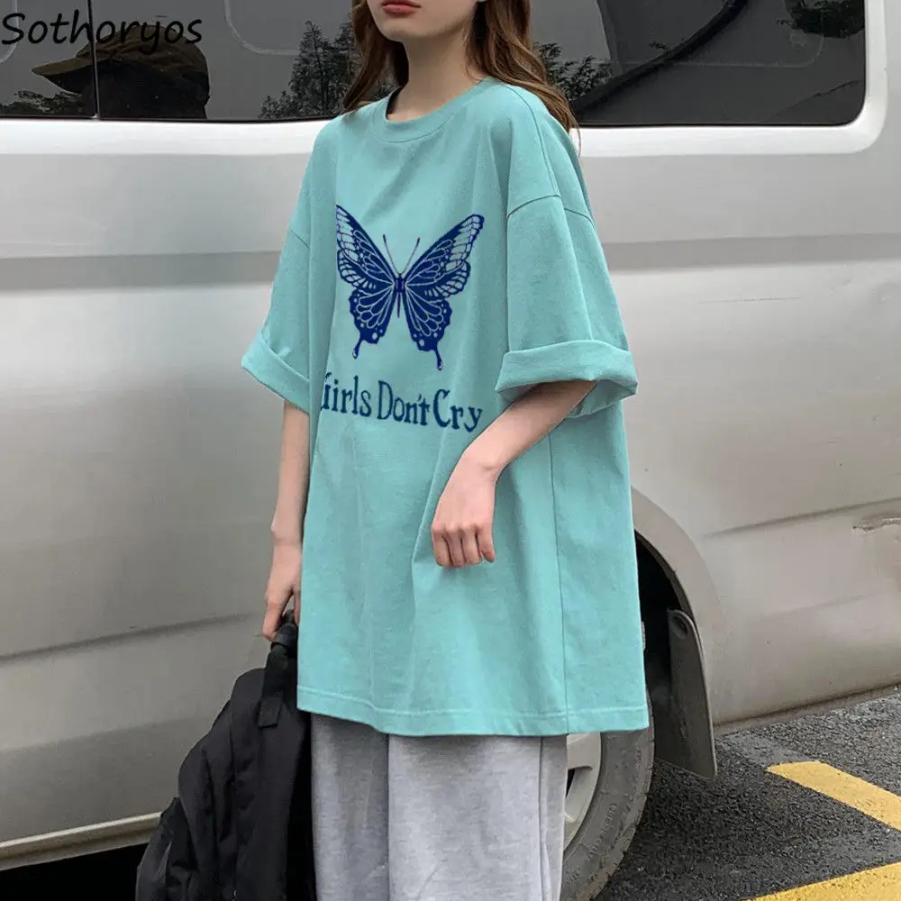 

Свободные футболки в стиле Харадзюку с рукавом до локтя, женские футболки в стиле Ins с граффити, женские универсальные модные хипстерские фу...