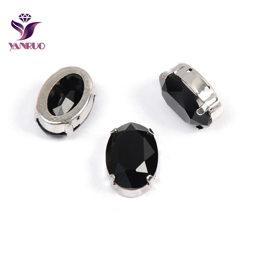 YANRUO 4120 овальной формы с острым задней пришить стразы Стекло ремесленных камни стразы хрустальные камни для ювелирных изделий DIY ремесла - Цвет: Jet