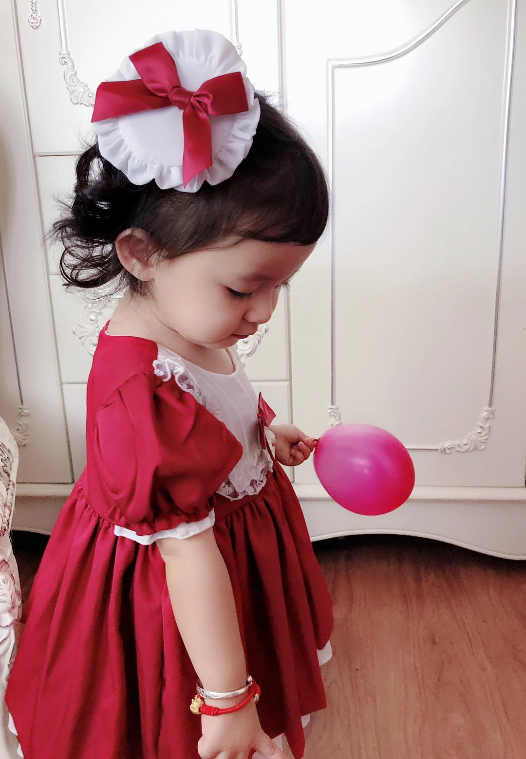 

1-5 Year autumn winter children clothing baby 1st birthday red princess dresses long sleeves plus velvet korean baby clothes