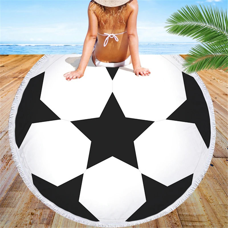 

Полотенце для ванной комнаты, 3D, бейсбол, футбол, цифровой принт, кисточка, пляжное полотенце, круглая ткань из микрофибры для взрослых, деко...