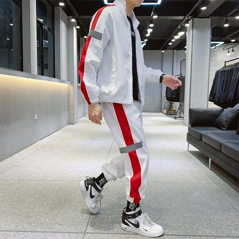 Новинка 2020 года Осенний светоотражающий костюм Мужская модная куртка на молнии с