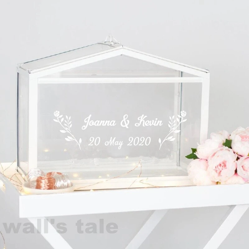 Wedding Cards and Gifts Box Vinyl Sticker Personalized Names Date Decals Custom Stickers For Boxs Art Decoration | Дом и сад