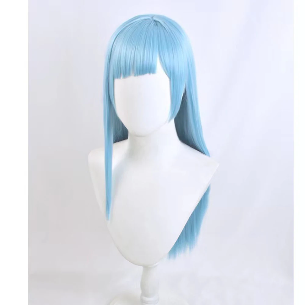 Парик Miwa Kasumi Cosplay Jujutsu Kaisen 70 см длинный прямой синий Xmas Wig Anime Wig Heat Resistant Synthetic.