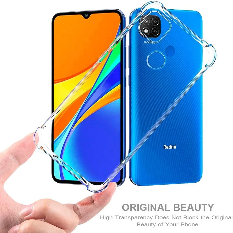 

For Redmi 9C NFC Phone Case,Transparent Case Redmi9 9 C Tempered Glass Back Cover For Xiaomi Redmi 9C 9 9A Silicone Cases
