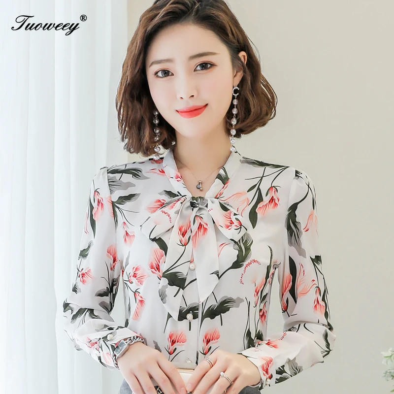 Шифоновая Осенняя стильная блузка 2020 женская модная белая шифоновая элегантная