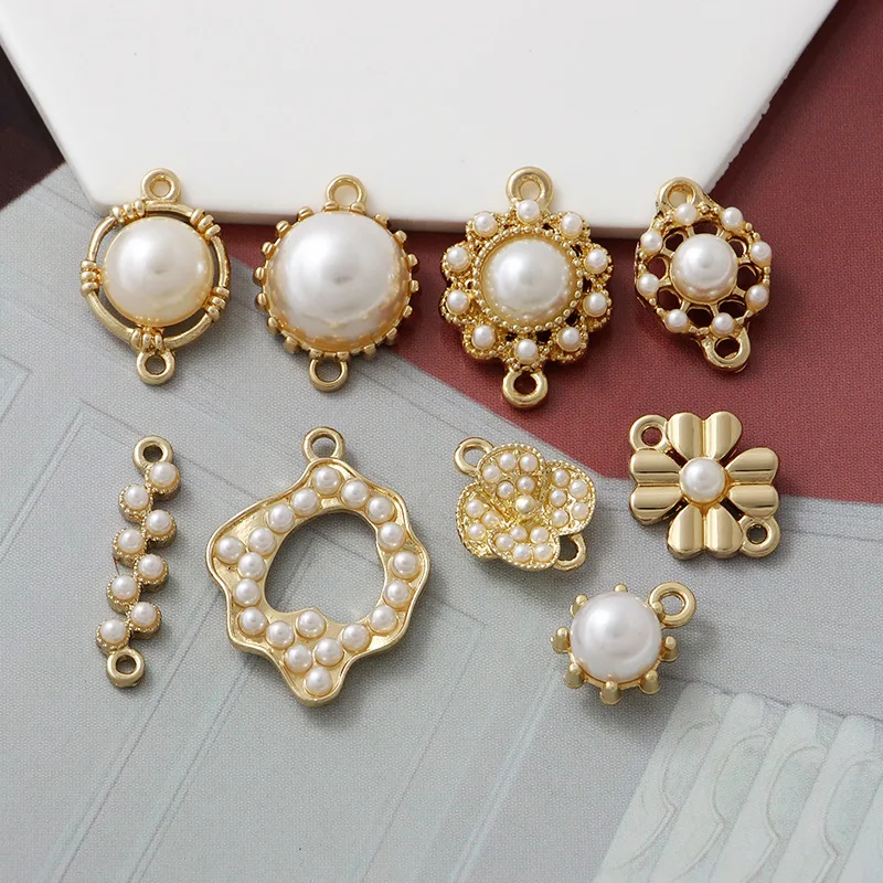 

10pcs Geometric Round Hollow out alloy pearl pendant Earrings Base Connectors Linker For Diy Making Accessories