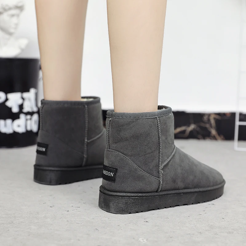 Rimocy/Зимние теплые плюшевые ботинки Женская однотонная обувь без застежки Цвет