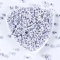 100pcslot 66mm mixed white square letter alphabet acrylic beads for jewelry making diy handmade bracelets necklace accessories