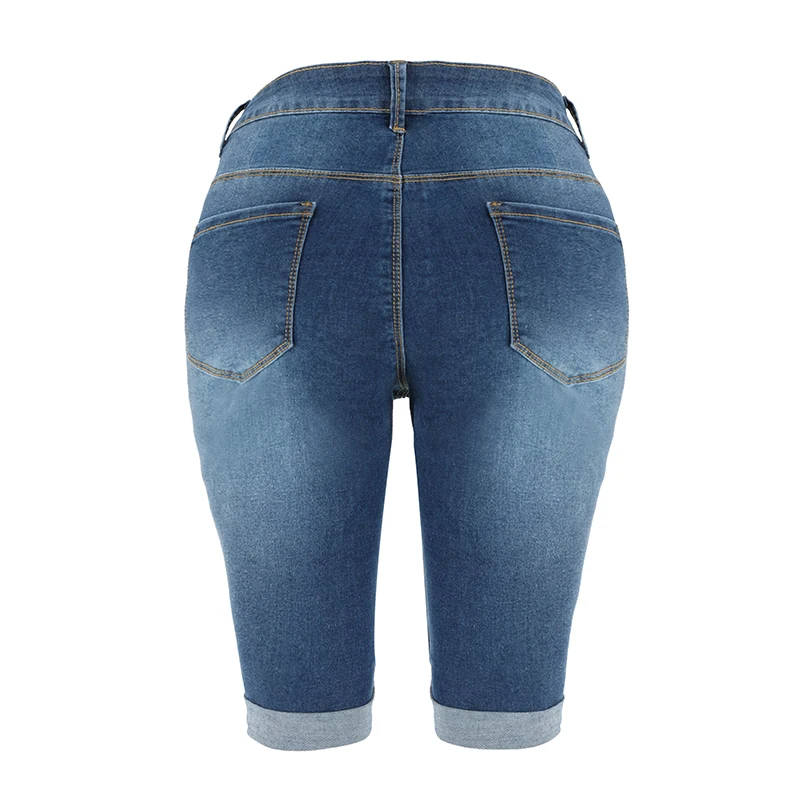 Шорты-бермуды женские джинсовые эластичные до колен | Женская одежда