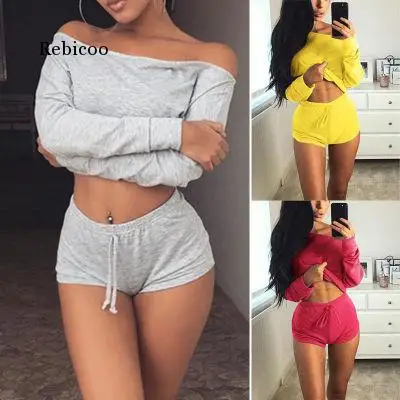 

Женский спортивный костюм, комплект из 2 предметов, укороченный топ и шорты из смесового хлопка, лето 5 видов цветов