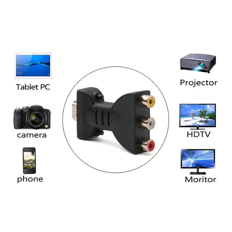 Видеоадаптер 70x40x15 мм/2 75x1 57x0 59 дюйма HDMI-совместим с 3 видеоадаптерами RGB/RCA цифровым