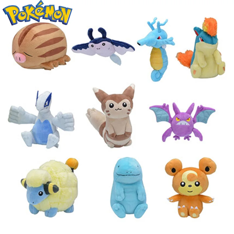

Pokemon Plush Doll Toys Swinub Mantine Kingdra Lugia Sentret Crobat Kawaii Cute Original Short Plush Soft Animal Puppet Toys