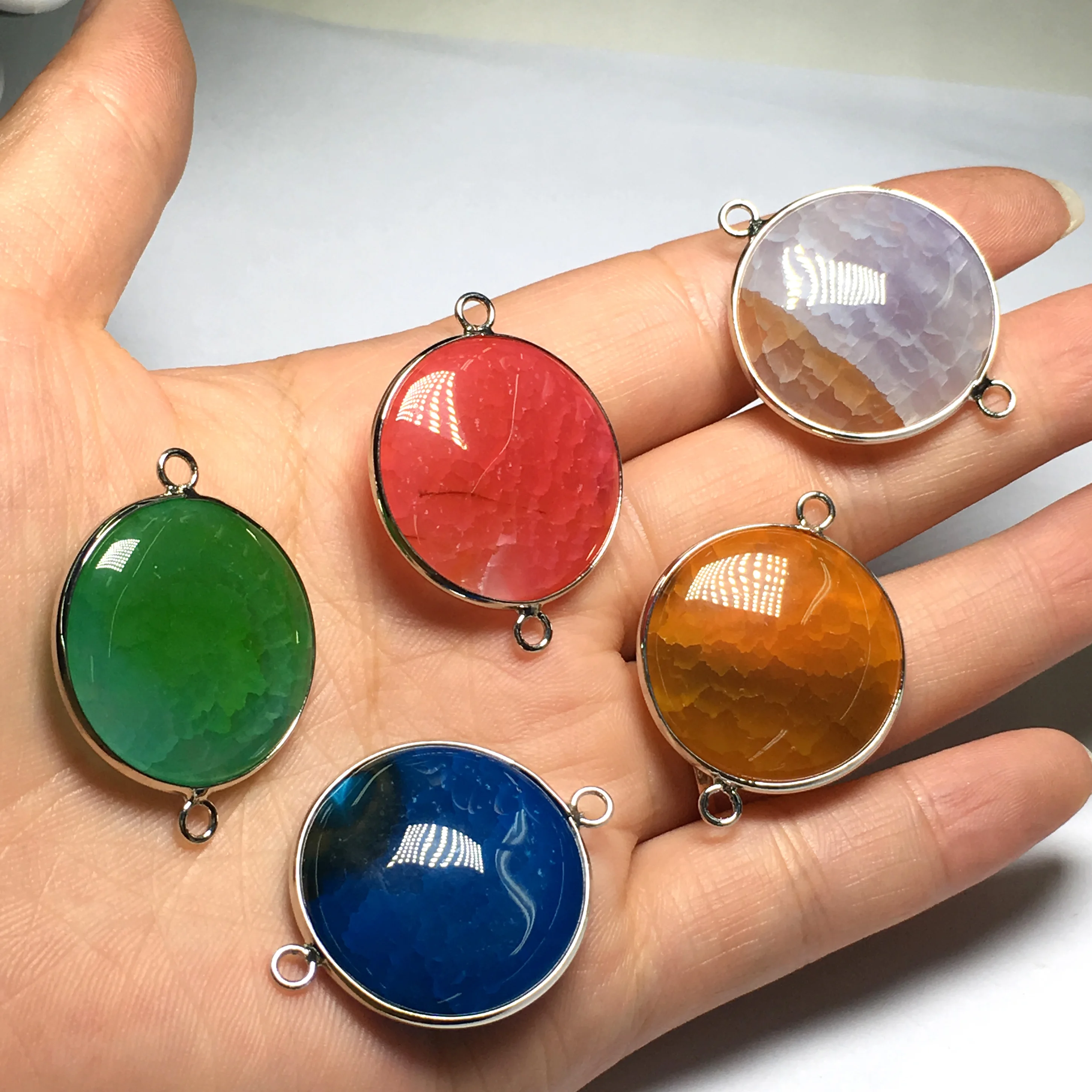 Натуральный каменный Шарм Подвеска круглые коннекторы для самостоятельного