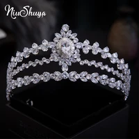 niushuya tiaras zircon crowns bridal wedding headwear women hair accessories bridal diadem for pageant party cz head jewelry que