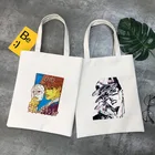 Сумка-шоппер в японском стиле аниме, Холщовая Сумка-тоут с рисунком невероятных приключений Джоджо, многоразовая женская сумка для покупок и других вещей для девочек