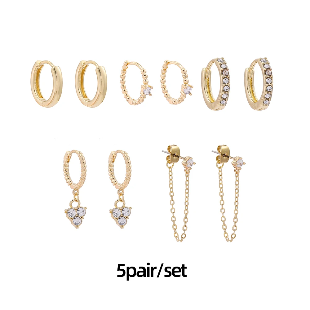 

Hot Sale Silver Color Tiny Small Beads Twist Hoop Earrings Set for Women Charm CZ Zircon Circle Huggie Ear Buckle Jewelry