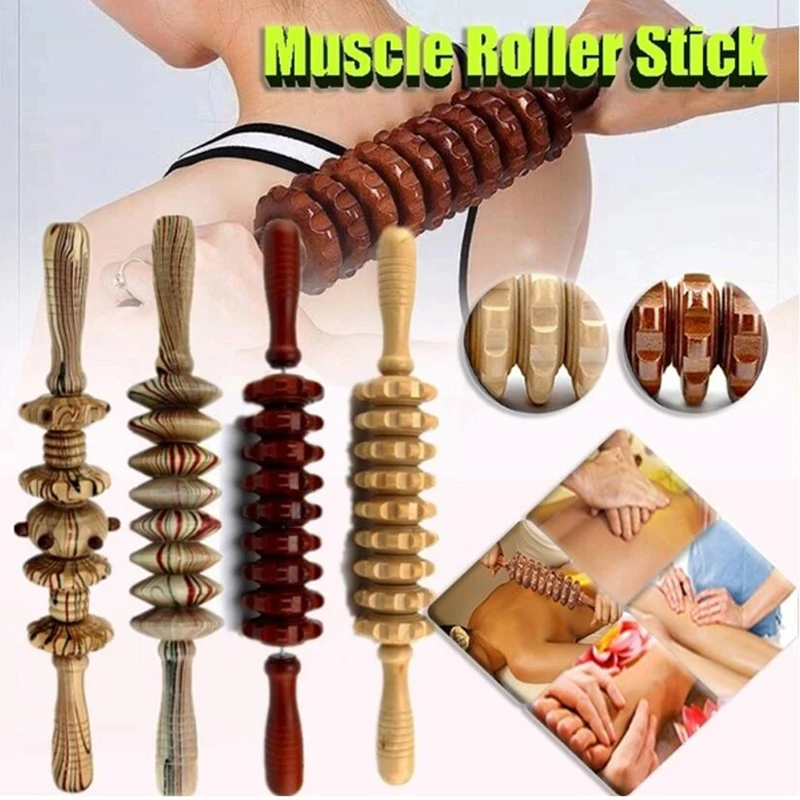 

1PCS Full Body Muscle Massager Wood Roller Stick Trigger Point Recovery Tool Deep Relax Gear Massage Stick