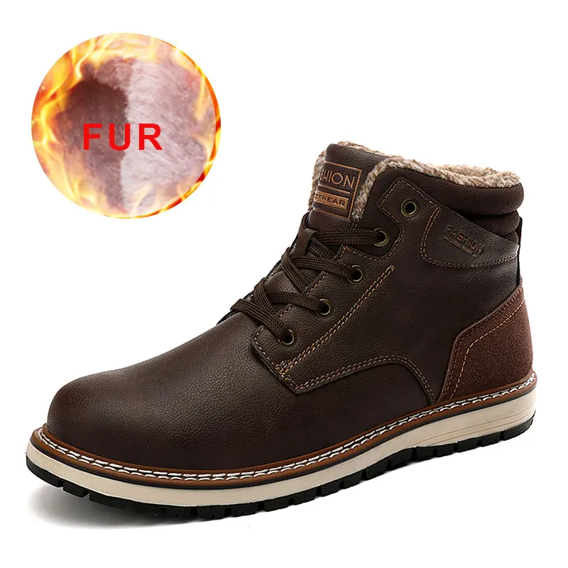 New Men Winter Fur Boots Footwear Snow Casual Shoes with Plush Keep Warm Cowboy Outdoor Comfortable Ankle | Обувь