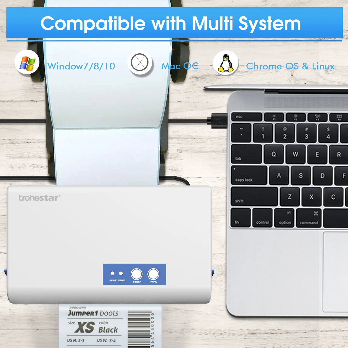 Термопринтер Trohestar наклейки для этикеток штрих кодов бумага логистики склад