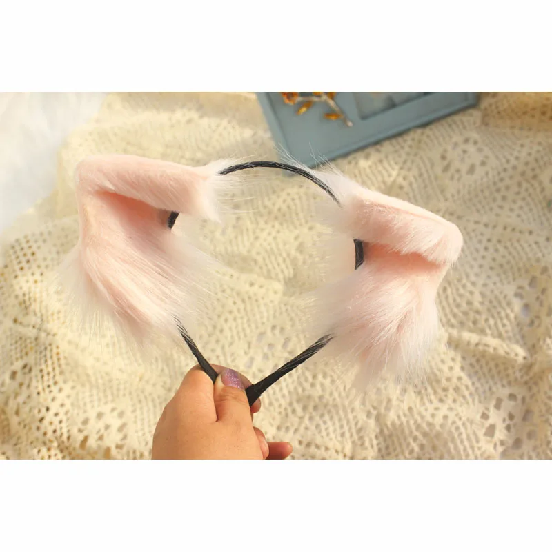 

Handmade Cute Simulation Animal Beast Ears KC Headband Headwear Cosplay Soft Girl Plush Cat Ear Lolita Hair hoop Hair Accessory