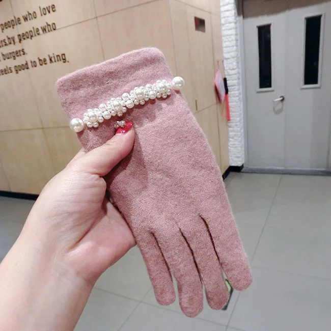 SP & CITY высокое качество жемчужные кашемировые зимние перчатки для женщин