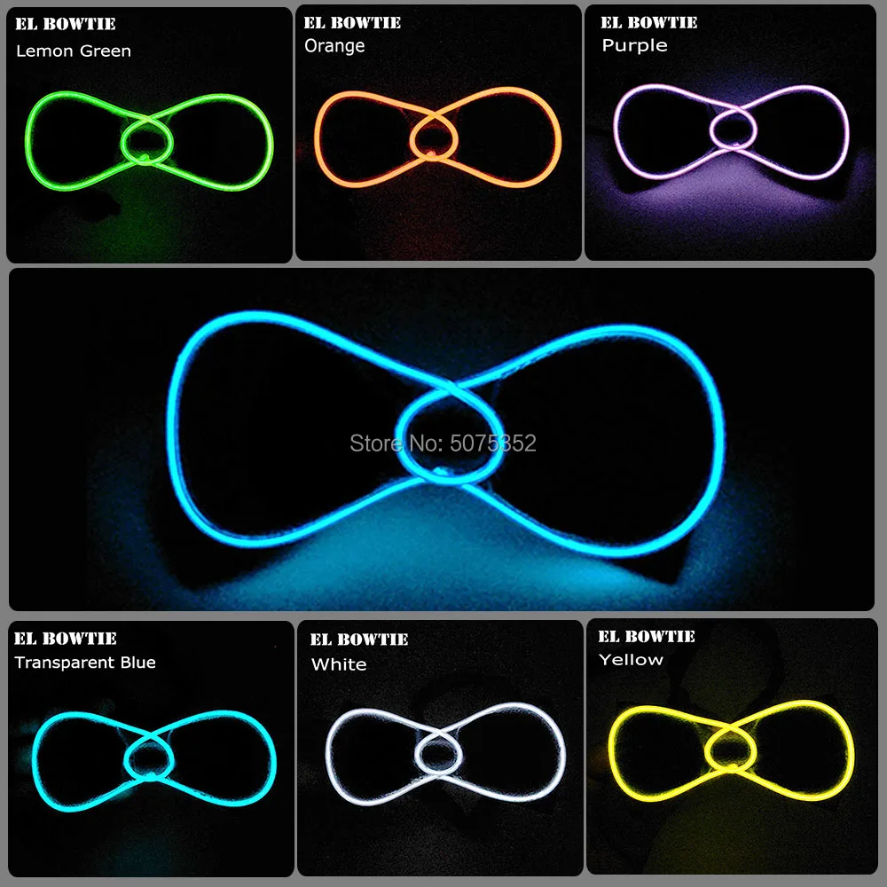 

Novelty Flashing EL Bow Tie For Men Women Stage Show Costume Accessories Glowing Ties Luminous Light Up Necktie