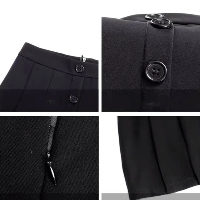 

Pleated Skirts Women Summer Single Breasted High Waist Mini Cozy Students Pure Color Jupe Mujer Faldas Button Leisure Female Ins