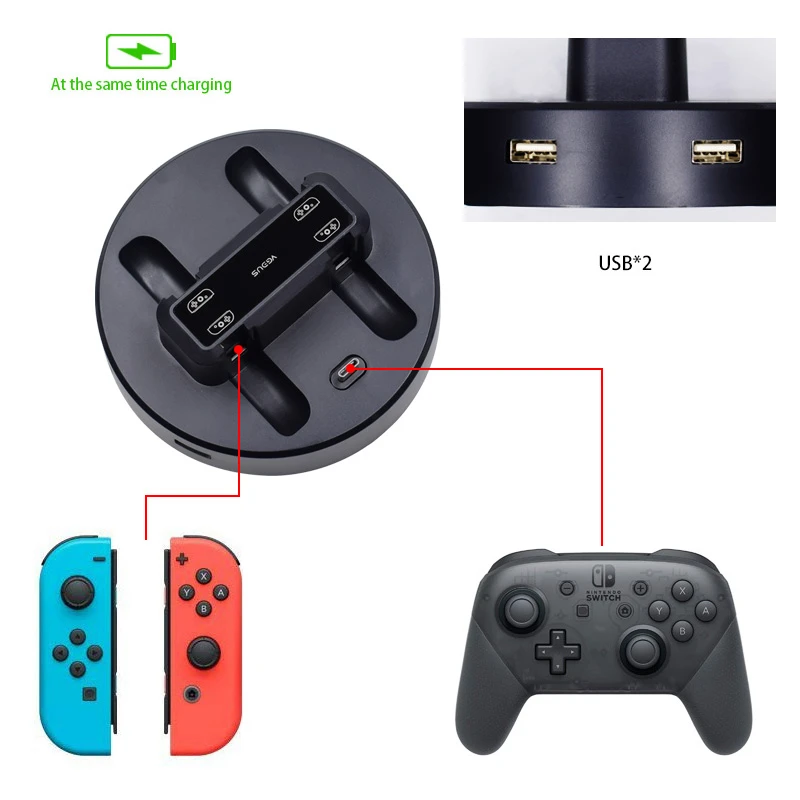Switch Pro Controller Charger Dock Stand 2 USB Port For Nintendo Joy Con Gamecube Mini Portable |