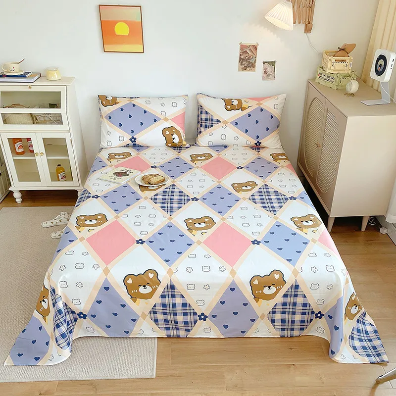 

Flat Bed Sheet 100% Cotton Soft King Queen Size Bed Sheet Cotton Plain Dyed Mattress Cover (No Pillowcase)
