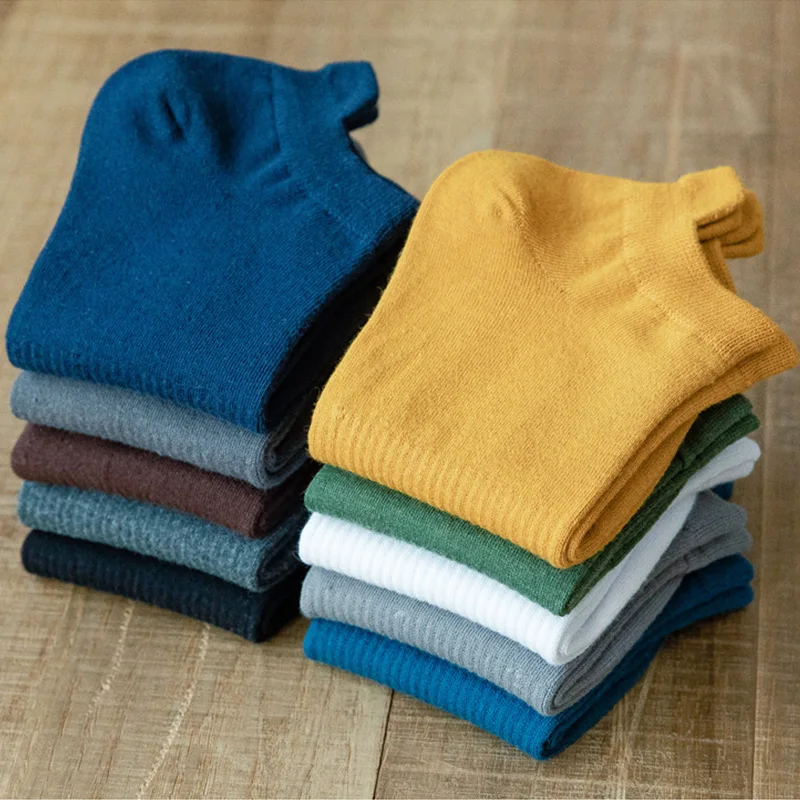 

LKWDer 3 Pairs Mens Male Short Ankle Street Sock Brand Men Cotton Socks New Style Soft Breathable Solid Colorful Simple Fashion