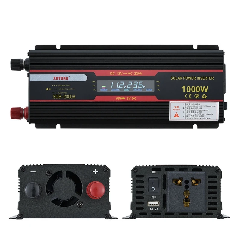 

1000W Car Inverter DC 12V/24V to AC 110V/220V Voltage Converter Short Circuit Protection Auto Adapter with LCD Display