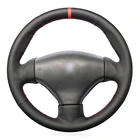 Черный ПУ Искусственная кожа Красный Маркер Handsewing чехол рулевого колеса автомобиля для Peugeot 206 1998-2005 206 SW 2003-2005 206 CC 2004 2005