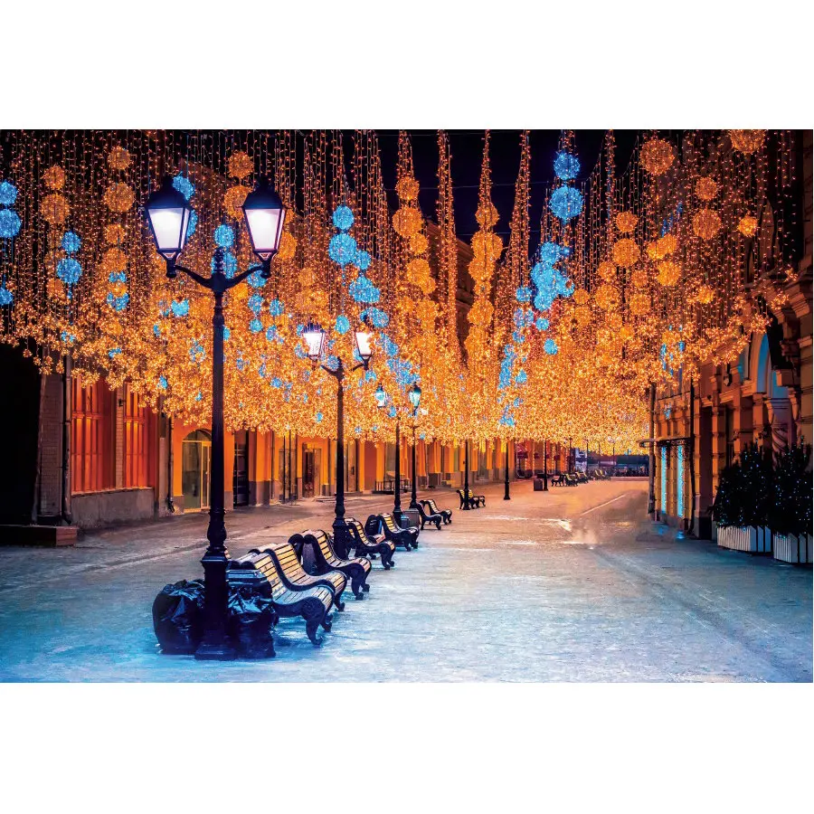 

Christmas Backdrop City Night Lights Street View Vinyl Photography Background New Year Xmas Party Decor Photo Booth Studio Props
