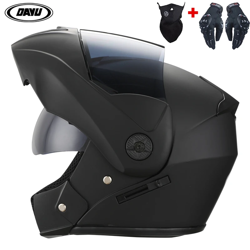 

Мотоциклетный шлем с откидной крышкой, модульный шлем для мотокросса, с двойными линзами, закрытый на все лицо