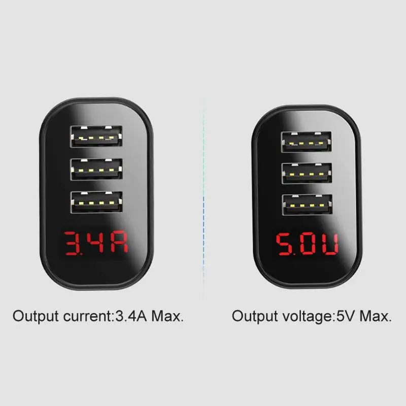 Baseus 3 порта USB зарядное устройство EU Plug 12 В 3.4A светодиодный дисплей универсальное мульти зарядное устройство для быстрой зарядки мобильного телефона дорожное настенное зарядное устройство