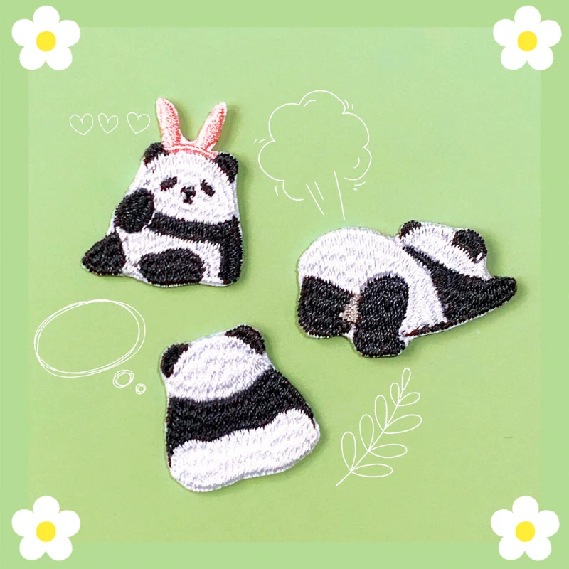 

20pcs/lot Luxury Small Panda Embroidery Patch Animal Happy Day Clothing Decoration Sewing Accessories Craft Diy Applique