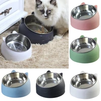 cat dog bowl 15 degrees raised stainless steel cat bowls safeguard neck puppy cat feeder non slip crash elevated cats %e2%80%8bfood bowl