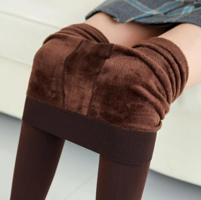 K018 Warm Coffee Женские леггинсы внутри утепленные меховые теплые леггинсы женские Зимние флисовые леггинсы женские бархатные леггинсы - Цвет: K018 Warm Coffee