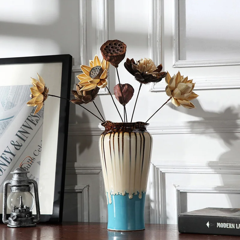

Современная керамическая Цветочная ваза в скандинавском стиле Ins, креативный цвет, Геометрическая Цветочная ваза с орнаментом, украшение д...