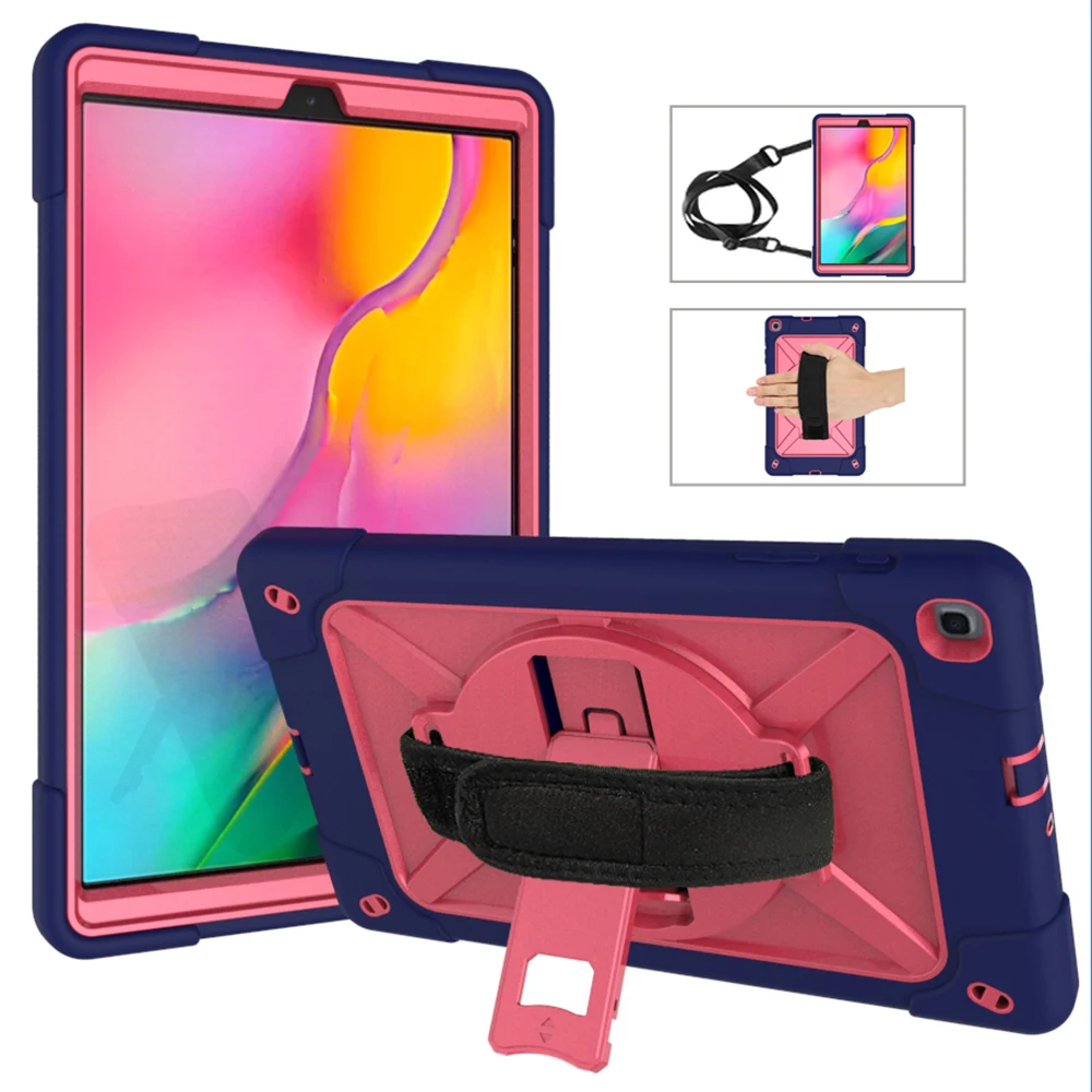 as photo Tab A 10,1 T510 чехол 360 Вращающаяся подставка/рука+ шейный ремешок для samsung Tab A 10,1 SM-T510/T515 сверхпрочный ударопрочный - Цвет: as photo