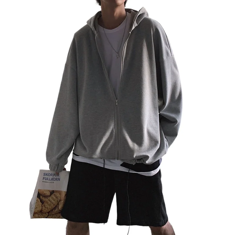 

Spring Cotton Zipper Hoodies Men's Fashion Casual Hooded Sweatshirt Men Streetwear Korean Loose Hip-hop Hoodie Mens M-XL