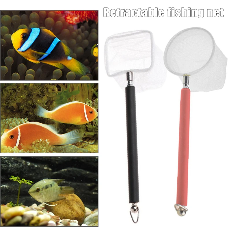 Aquarium Shrimp Net Mini Fish Fine Mesh Telescopic Tiny Skimming Quicknet with Stainless Long Handle P666 | Дом и сад